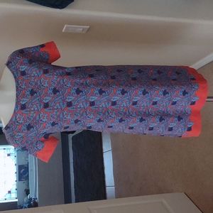 Tory Burch blue & orange floral print t shirt dress size xs